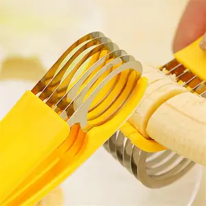 HelloWorld Dropshipping Popular Creative Kitchen Gadgets Fruit Vegetable Salad Manual Stainless Steel Banana Slicer machin