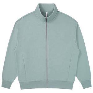 เสื้อสเวตเตอร์คอกลมมีซิปรูดทรงกรวยสำหรับผู้ชายสีกากีปกติสีพื้นดีไซน์ของคุณเองขายส่ง - Product Image 1