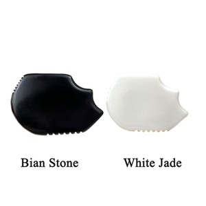 Herramientas de masaje facial Gua Sha de Jade blanco Natural de alta calidad, masajeador Facial y corporal Bian Stone para aplicación en el cuello - Product Image 3