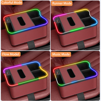 Vente flash : Console d'accoudoir de voiture avec 2 ports USB, lumière colorée universelle, boîte de rangement musicale