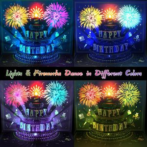 Cartes d'anniversaire 3D pop-up avec lumières LED musicales - Cartes de vœux Joyeux Anniversaire pour <span class=keywords><strong>cadeaux</strong></span> d'anniversaire, message de remerciement, fabriqué en Chine - Product Image 4