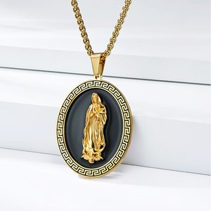 Pendentif en acier inoxydable tendance, portrait de la Vierge Marie, style rétro artistique européen et américain, ne se décolore pas - Product Image 3