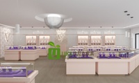 Mobilier sur mesure pour bijouterie, design d'intérieur de magasin de détail, comptoir de présentation de bijoux, vitrine en verre, kiosque de centre commercial