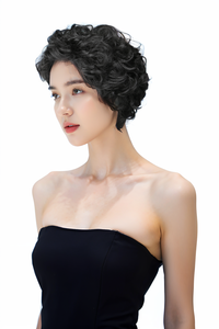 Peluca gris rizada corta <span class=keywords><strong>para</strong></span> <span class=keywords><strong>mujer</strong></span> Peluca sintética resistente al calor de cobertura completa <span class=keywords><strong>para</strong></span> fiesta Uso diario Look de moda - Product Image 2