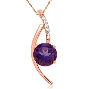 Pendentif en améthyste naturelle de forme ronde, plaqué or rose, en argent sterling 925, vente en gros - Product Image 1