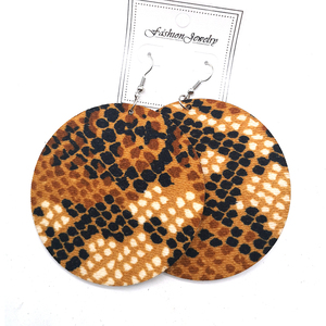 <span class=keywords><strong>Orecchini</strong></span> in legno con motivo a <span class=keywords><strong>serpente</strong></span> in tessuto africano rotondo - Product Image 2