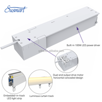Rail de rideau LED intelligent motorisé, double usage droit et courbé, 3 couleurs à intensité variable, rail à plis en S, application Tuya Zigbee, télécommande, direct usine