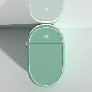 Toilette intelligente de haute qualité avec siège chauffant, désodorisant, couleur verte, forme ovale et télécommande, système de drainage en P - Product Image 5
