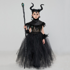 <span class=keywords><strong>Disfraz</strong></span> de bruja para niñas, conjuntos de 3 uds de alas de cuernos, vestido de tutú de <span class=keywords><strong>maléfica</strong></span> reina malvada, traje de vampiro con tocado de diablo de Halloween - Product Image 1