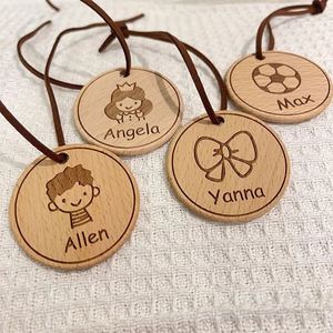 Custom Logo Beech Wooden Pendant Labels Token Personalized <b>Name</b> <b>Tag</b> String-Anti-loss for Backpacks Water Bottles Promotion Gift - Product Image 3
