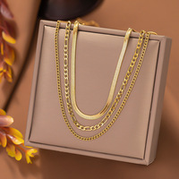 Nouveau collier en acier inoxydable plaqué or 18 carats, multi-couches, avec chaîne serpent longue, chaîne à perles, chaîne maille NK et chaîne en Y, vente en gros