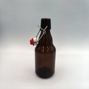 Bouteille en verre ambré vide de 330 ml 300 g, forme ronde, avec bouchon mécanique, prix de gros <span class=keywords><strong>moins</strong></span> <span class=keywords><strong>cher</strong></span> - Product Image 2