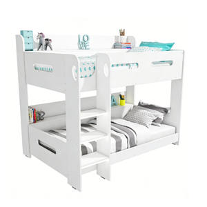 Lit superposé en bois de pin blanc neuf du fabricant avec étagères pour la chambre à coucher, meubles pour garçons et filles - Product Image 1