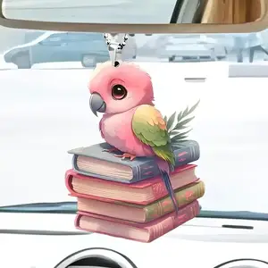 Pingente plano acrílico 2D para decoração de carro, mochila em forma de papagaio para decoração de livros, chaveiro, o melhor presente para presentes de feriados