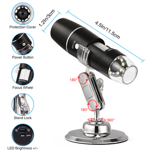 <span class=keywords><strong>Microscope</strong></span> <span class=keywords><strong>numérique</strong></span> sans fil 50X à 1000X de grossissement, caméra miniature portable Wi-Fi avec support, 8 lumières LED intégrées - Product Image 3
