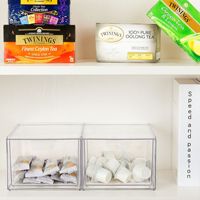 Organisateur de tiroir empilable en acrylique transparent, boîte de rangement transparente avec tiroir coulissant, organisation pour bureau et salle de bain