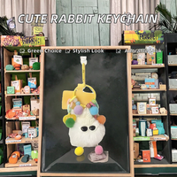 Schattig Rex Konijn Eco-vriendelijke mode pluche kleine kolenbal auto sleutelhanger hanger dames prachtige internet beroemdheid schooltas