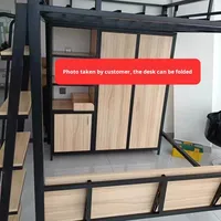 Lit mezzanine multifonctionnel avec cadre en fer épais et bureau surélevé pour petits appartements, armoire sous le lit