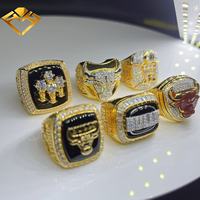 Bagues de championnat vintage F H personnalisables bleues – Bague commémorative tendance en cuivre plaqué or avec diamant de laboratoire certifié
