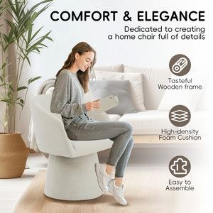 <span class=keywords><strong>Chaise</strong></span> de <span class=keywords><strong>salle</strong></span> à <span class=keywords><strong>manger</strong></span> moderne en velours de lin, pivotante à 360 °, rembourrée, grande boucle - Product Image 3