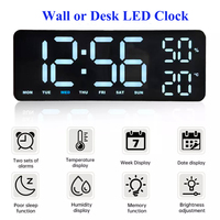 Jam Dinding Digital LED 3D Senyap Baru dengan Temperatur Kelembaban Lampu Latar Alarm Desain Gantung Modern untuk Dekorasi Ruang Tamu Rumah