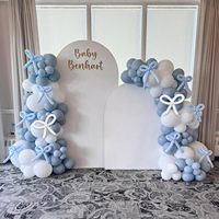 Kit d'arc de ballons 4D bleu poussiéreux respectueux de l'environnement, guirlande de longs ballons pour anniversaire, baby shower, décorations de mariage, chrome