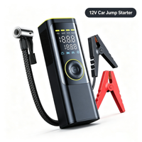 Démarreur de voiture portable avec compresseur d'air, écran numérique, lumière d'urgence LED, pompe à air multifonctionnelle pour pneus de voiture