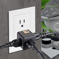 3 Prizli Siyah Duvar Tipi Priz Adaptörü, Topraklı ABD Fişi, 125V 15A, İç Mekan Kullanımı