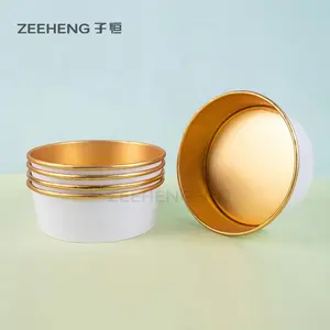 Disposable golden baked goods packaging Foil cups Smooth wall Aluminum foil containers with lid