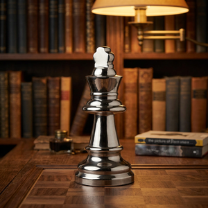 Glossy Silver Finished Metal <b>Chess</b> Piece Tabletop Decor Showpiece for Home & Living Room Table Decoration - Product Image 6