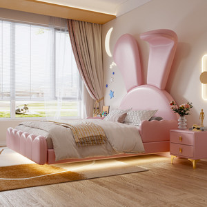 <span class=keywords><strong>Letto</strong></span> Moderno e Lussuoso per Bambini in Stile Coniglio, con Interni in Morbida Pelle e Struttura in Legno, Adatto come <span class=keywords><strong>Letto</strong></span> Familiare - Product Image 3
