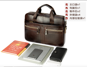 Bolsos de Hombro de Cuero Vacuno Genuino Andong, Maletines para Hombre, Bolsa de Mensajero para Portátil de 14 Pulgadas, Gran Capacidad, para Negocios - Product Image 6