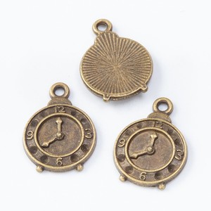 Colgante de Reloj <span class=keywords><strong>Despertador</strong></span> Redondo de Aleación de Zinc con Esfera Numerada, Bronce Antiguo, <span class=keywords><strong>para</strong></span> Decoración de Fiesta del Té de Alicia, Manualidades - Product Image 2