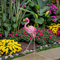 Nouveauté 2027 : Sculpture de flamant rose gonflable en métal, décoration de jardin, artisanat métallique, ornements de jardin, représentant des oiseaux réalistes