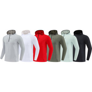 Giacca Sportiva da <span class=keywords><strong>Uomo</strong></span> Autunnale <span class=keywords><strong>con</strong></span> <span class=keywords><strong>Mezza</strong></span> <span class=keywords><strong>Zip</strong></span>, Asciugatura Rapida, Traspirante, Manica Lunga <span class=keywords><strong>con</strong></span> Cappuccio - Product Image 1