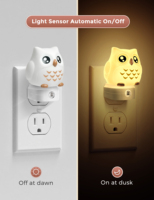 ZHILAI 0.5W Mini Veilleuses Modernes Design Hibou RVB à Changement de Couleur avec Capteur de Lumière LED pour Chambre d'Enfant et Crèche