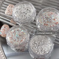 Breloques pour ongles en plastique de haute qualité, avec paillettes fines et cristaux mélangés, motif galaxie, pour décoration de manucure DIY, vente en gros usine