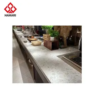 Tienda de catering redonda blanca suelo de terrazo de piedra artificial proyecto comercial para baño cocina