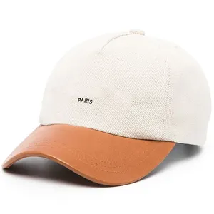 カスタム5パネル構造化革つばスタイリッシュな刺Embroideryショートビル野球帽帽子
