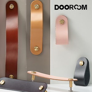 DOOROOM lemari kulit panas kuningan padat menarik Fashion laci mebel pegangan kulit pegangan lemari pakaian - Product Image 5