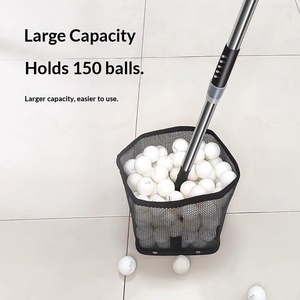 Pang Bote Ramasseur de balles de tennis de <span class=keywords><strong>table</strong></span>, <span class=keywords><strong>hauteur</strong></span> réglable 64-100 cm, capacité de 150 balles, dispositif de rangement portable avec filet en maille - Product Image 2