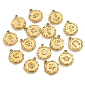 Stainless Steel <b>Wax</b> <b>Seal</b> Charm Round Clover Heart Butterfly Cross Pendant in Bag for DIY Necklace Bracelet Jewelry Making - Product Image 5