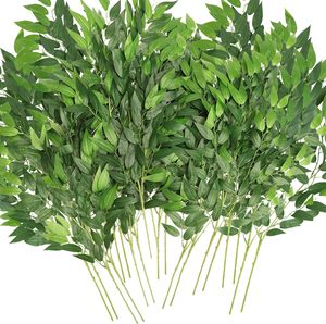 Feuilles d'eucalyptus et de saule artificielles résistantes aux UV, à longue tige pliable pour clôture extérieure et <span class=keywords><strong>jardin</strong></span> - Support OEM - Product Image 1