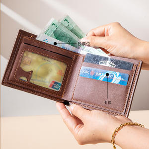 Portefeuille court à fermeture éclair RFID en cuir souple haute apparence pour hommes Design aigle géométrique Polyester Portable Offre Spéciale voyage - Product Image 4