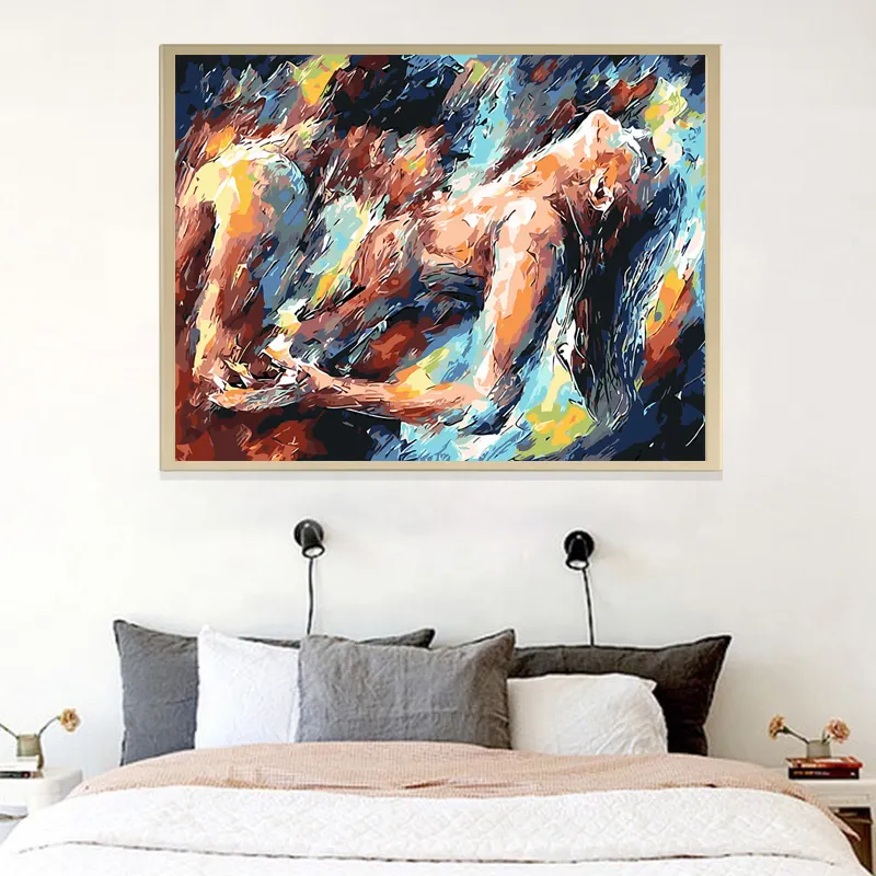 Sexy Lovers Custom Photo DIY Oil Painting By Numbers Acrylic Romantic Painting On Canvas Oil Paint By Numbers For Adults Gift