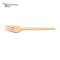 Ustensile jetable en bambou écologique, biodégradable, compostable, sans danger pour les aliments, à lame ondulée simple, pour hôtels, buffets, traiteurs et fêtes