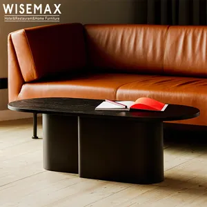 WISEMAX FURNITURE Nordic minimalist style oval shaped solid wood coffee table living room furniture wooden top center tea table