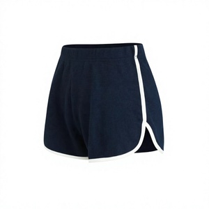 Shorts de punto personalizados 100% algodón para mujer, transpirables, con estampado floral, cintura elástica, color caramelo, para yoga, deportes y entrenamiento de verano. - Product Image 2