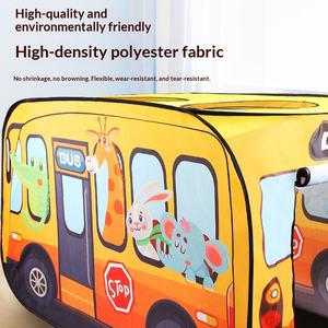 Tente de jeu interactive pour enfants en forme de bus de dessin animé, automatique, pop-up, pour jouer à l'intérieur ou à l'extérieur - Product Image 4