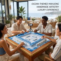 Juego de Mahjong Americano de Acrílico Personalizado de Lujo Moderno Azul Waterside 2026, Portátil, con Diseño Oceánico, para Entretenimiento de Adultos